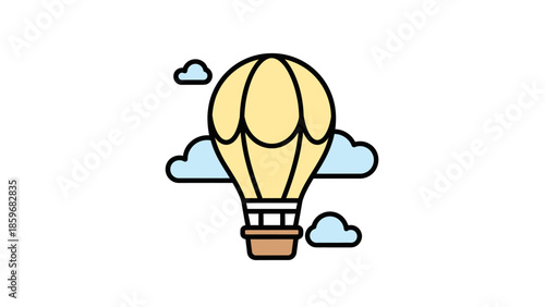 Yellow Hot Air Balloon Illustration.