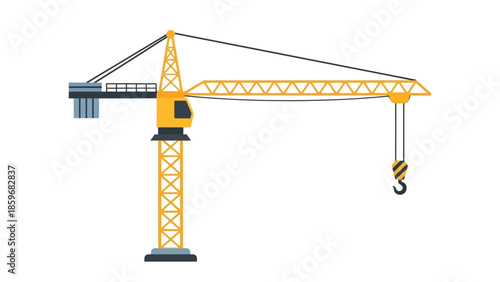 Yellow Crane with Hook and Pulley System.