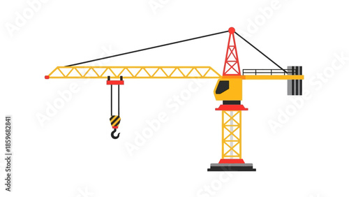 Yellow Crane with Hook and Pulley System.