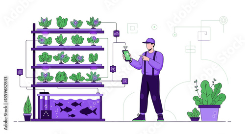 Smart aquaponics system controlled by a modern farmer using a mobile application for efficiency