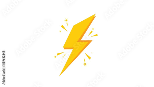 Yellow Lightning Bolt Icon Symbol.