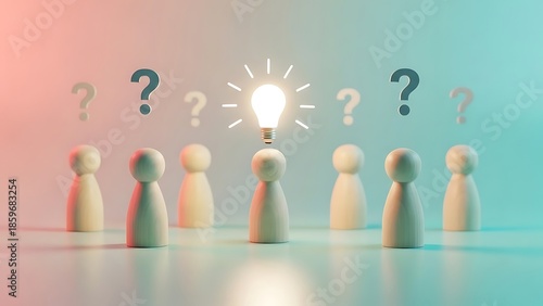 Inspiration strikes as one person has a bright idea among others with questions