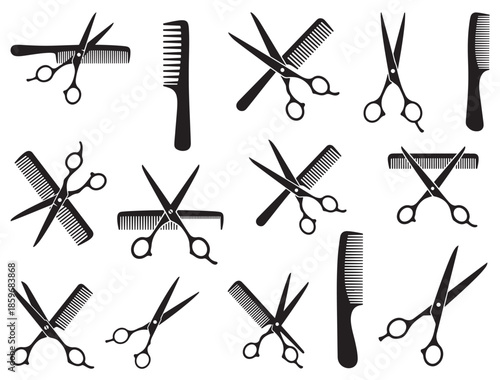 Cuadro en lienzo COMB AND SCISSOR SILHOUETTE