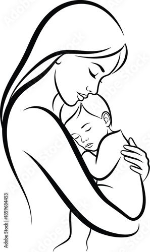 Mother holding sleeping child