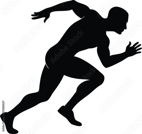 Dynamic Male Sprinter Silhouette. Powerful vector illustration of a running man in motion, symbolizing speed, endurance, and a healthy fitness lifestyle.