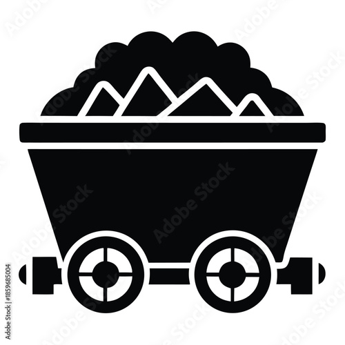 mine coal wagon icon line art silhouette vector illustration