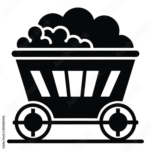 mine coal wagon icon line art silhouette vector illustration