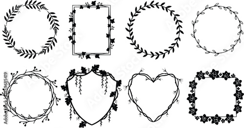 ornamental floral frames including round square heart shapes perfect for invitations logos romantic design and crafts