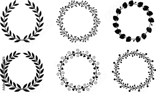 clean and minimal leaf wreath designs suitable for modern branding stationery invitations and logo templates