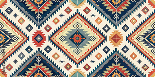 Wallpaper Mural Ikat geometric pixel ethnic seamless home decoration design. Aztec fabric carpet boho mandalas textile decor wallpaper. Tribal native motif folk traditional embroidery vector 
 Torontodigital.ca