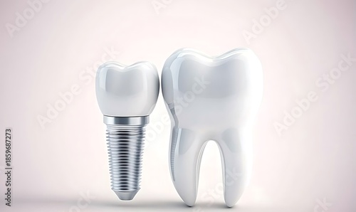Wallpaper Mural Dental implant and natural tooth comparing for medical healthcare in dentistry Torontodigital.ca