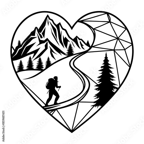 Hiker's journey through mountains