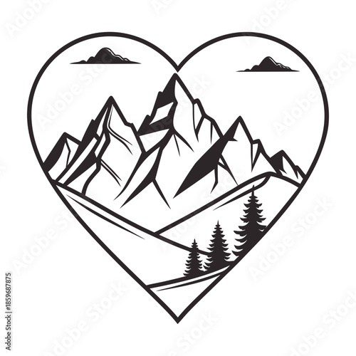 Heart shaped mountain landscape