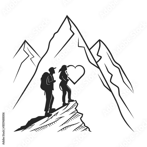 Couple hiking in mountains