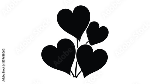 A cluster of black heart shapes arranged closely together simple design