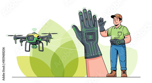 Innovative drone piloting system with gesture controlled glove and advanced technology solution