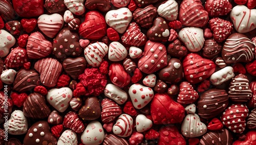 A Variety of Heart-Shaped Chocolates Are Arranged on a Flat Surface