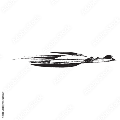 Abstract black brush stroke on white background.