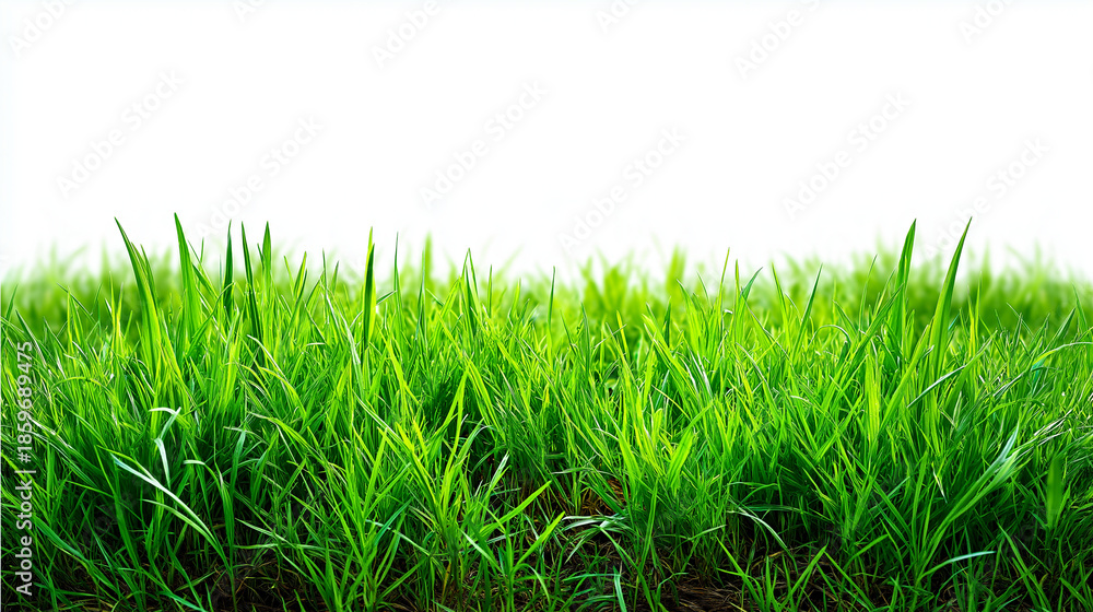 Obraz premium Lush green grass field isolated, lawn texture, natural vegetation, meadow element, landscape component, pure greenery, with copy space