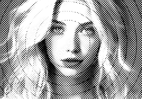 B&W Circle Printing Photo Effect Spiral Dot Texture Portrait