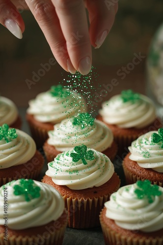 Baking Green Cupcakes With Decorations for a Festive Celebration in March