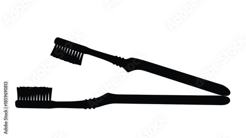 Two black silhouette toothbrushes displayed on a clean white background