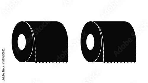 Two rolls of toilet paper displayed in a simple black and white illustration
