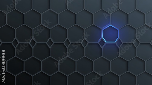 Illuminated hexagon in hexagonal pattern
