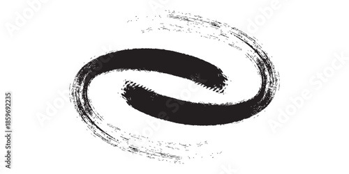 Abstract Black Ink Brush Stroke Swirl Symbol.
