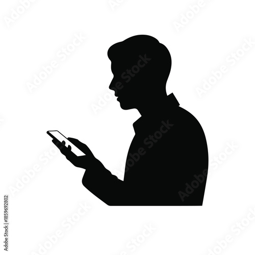 Man using smartphone silhouette. Represents communication, technology, social media, and mobile lifestyle.
