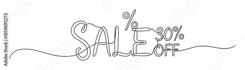 Minimalist Line Art Discount Sale Offer Illustration - Elegant Continuous Single Line Drawing