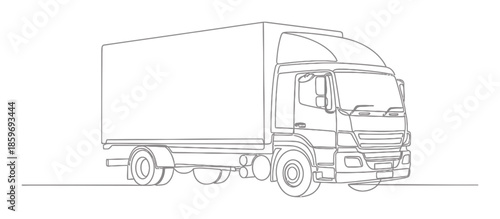 Elegant Single Line Delivery Truck Art - Minimalist Shipping & Logistics Design