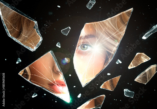 Black Broken Glass Poster Photo Effect
