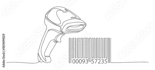 Elegant Continuous Line Art Barcode Price Scanner Minimalist Design