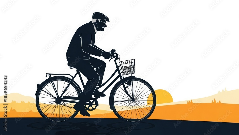 Obraz premium Man Riding Bicycle on Road