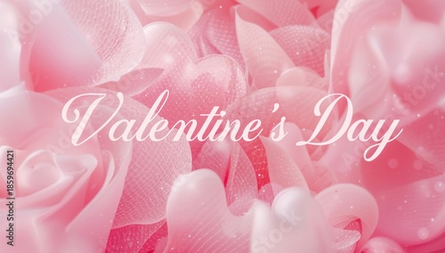 Celebration of Love During Romantic Holiday With Soft Pink Roses and Heart Sh...