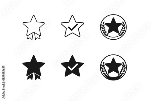 Collection of star icons representing achievement, quality, and recognition in various styles