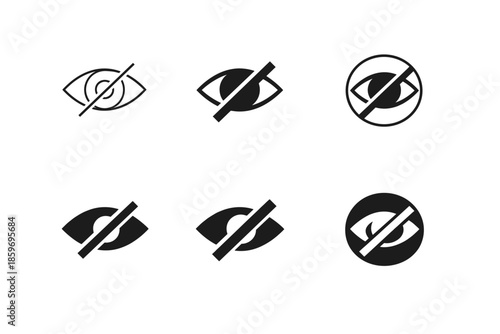 Set of icons representing hidden or private viewing, with variations in style and enclosure