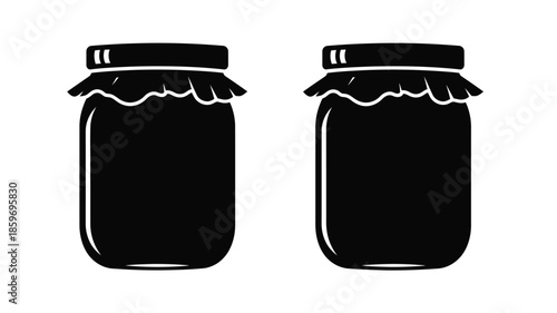 Simple black and white illustration of two mason jars side by side