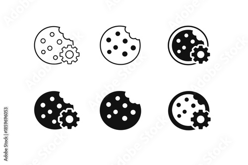 Cookie icons with gear settings, representing data tracking and digital privacy