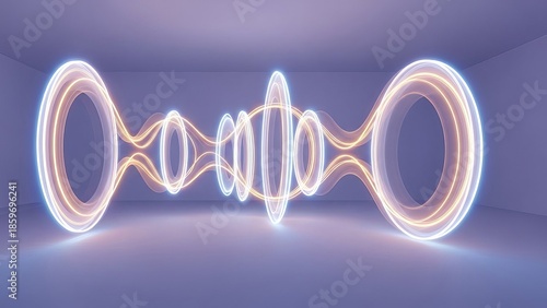 Abstract futuristic glowing rings and energy flow graphic design