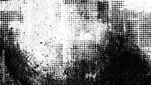 Grunge texture with halftone dots and distressed effect overlay