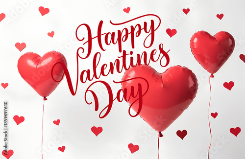 Celebrate love and romance with a festive happy valentines day greeting and heart balloons
