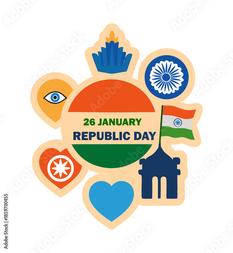 india 26 january  Republic day Sticker 