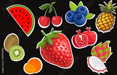  Fruits and berries sticker set