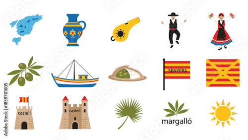 Colorful cultural symbols and from Catalonia vase yellow