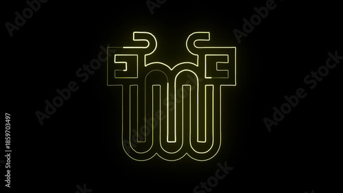 Glowing neon line snake icon with smooth animation. Animal symbol animation HD video isolated on black background