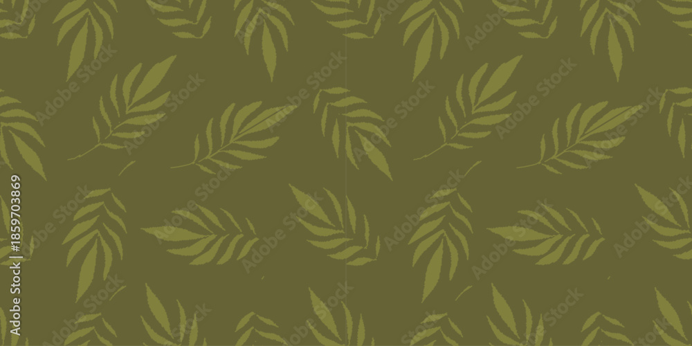 Fototapeta premium Seamless Pattern Silhouette Green Palm Leaf Botanical Element.Vector Illustration