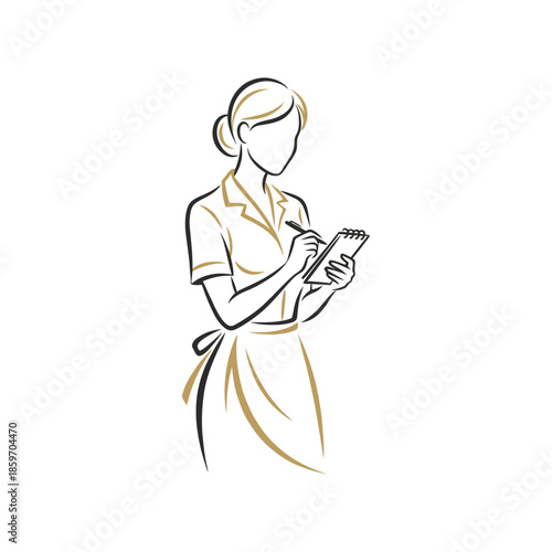 Waitress Taking Order On Notepad