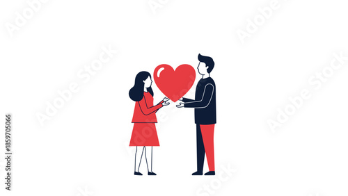 Of a couple exchanging a heart symbolizing love and affection